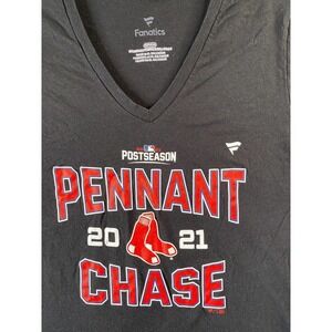 Boston Red Sox Shirt Womens Small Black Red MLB Baseball V Neck Ladies